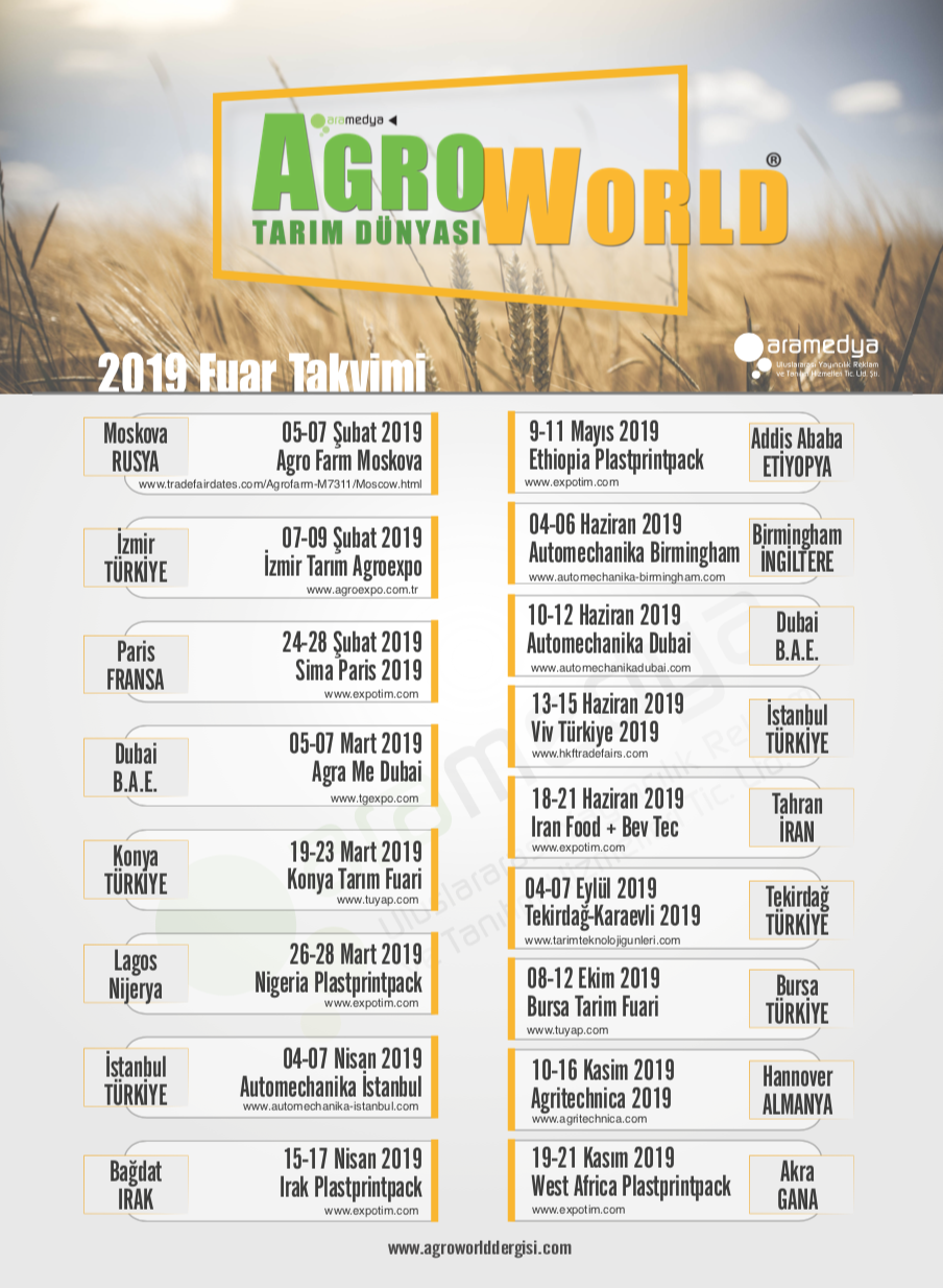 agro fuar takvimi 2019 agro world tarim dunyasi dergisi